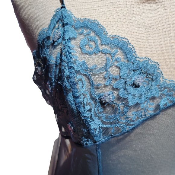 Victoria's Secret VINTAGE Womans Nightgown Mesh & Lace Nylon Beaded Babydoll L - Picture 4 of 12